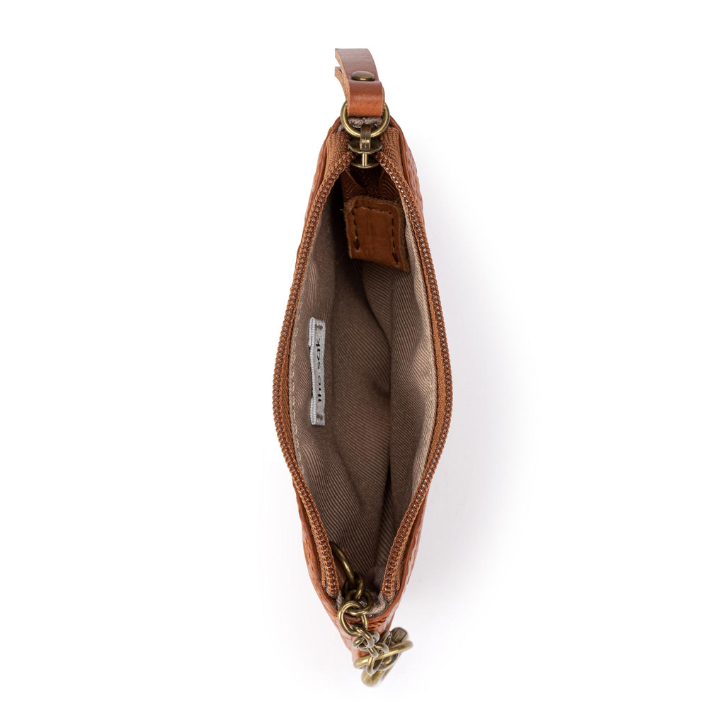The Sak Cypress Small Card Wallet - Leather - Tobacco Floral Embossed