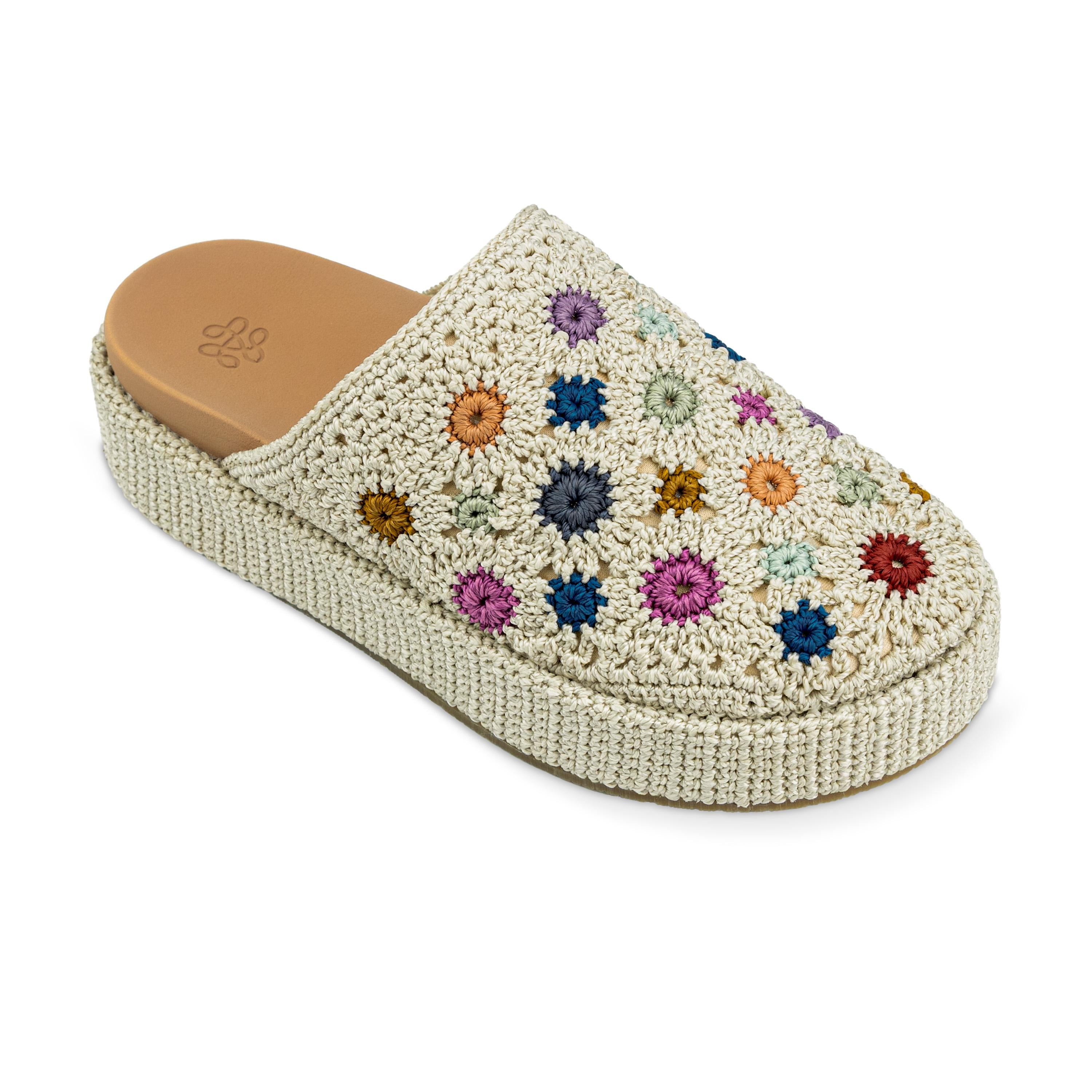 The Sak Bryn Slip On Clog -|Polypropylene Yarn - Natural Multi Flower|