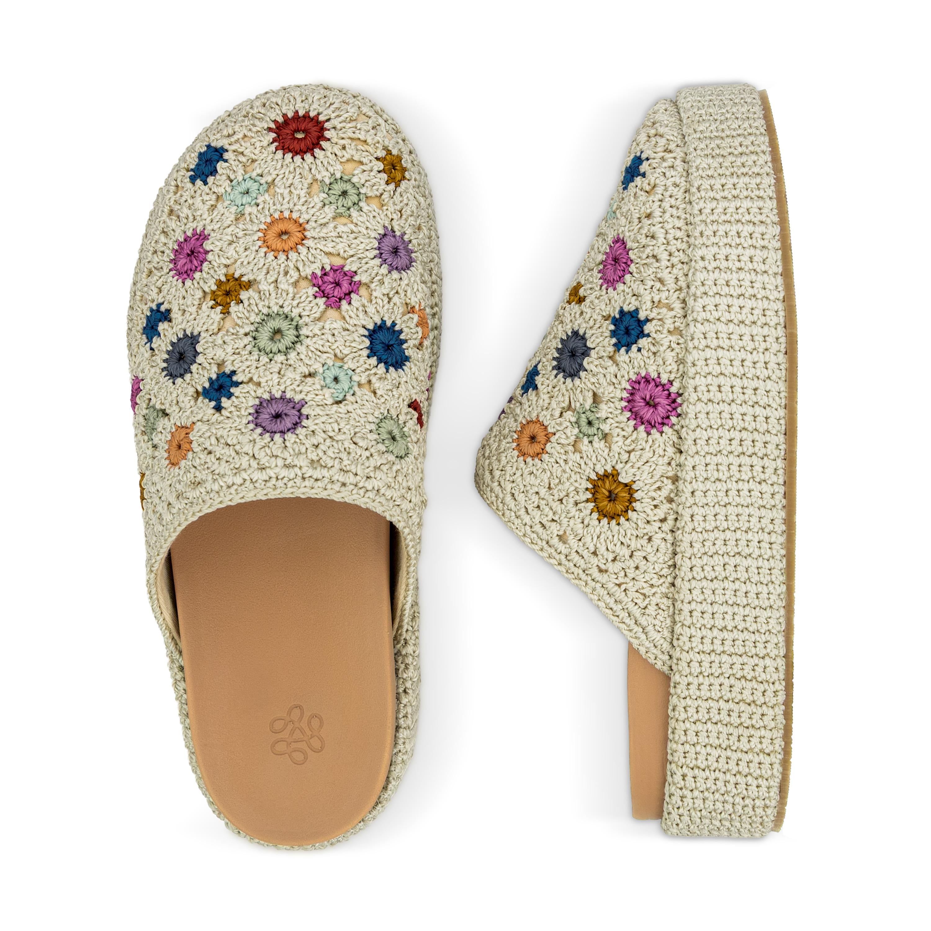 The Sak Bryn Slip On Clog -|Polypropylene Yarn - Natural Multi Flower|
