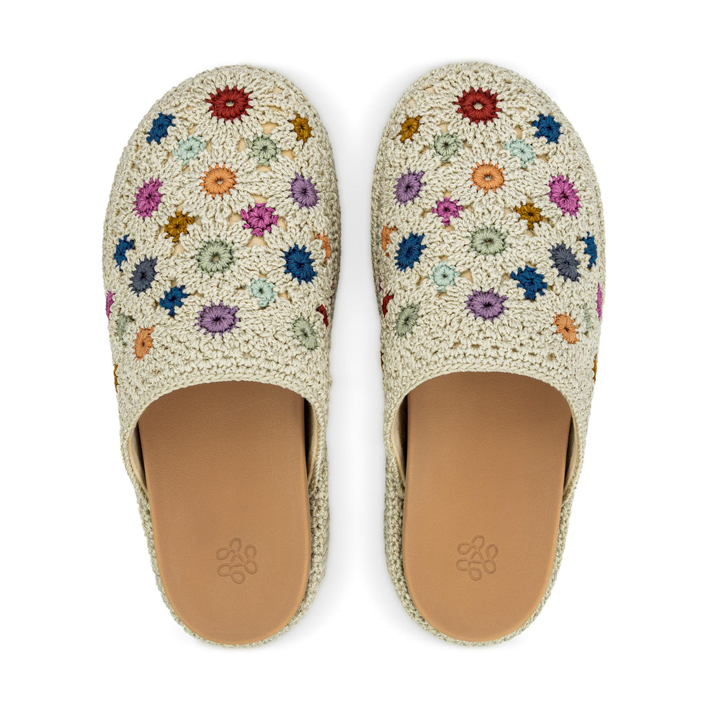 The Sak Bryn Slip On Clog -|Polypropylene Yarn - Natural Multi Flower|