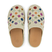 Bryn Platform Clog - Hand Crochet - Natural Multi Flowers