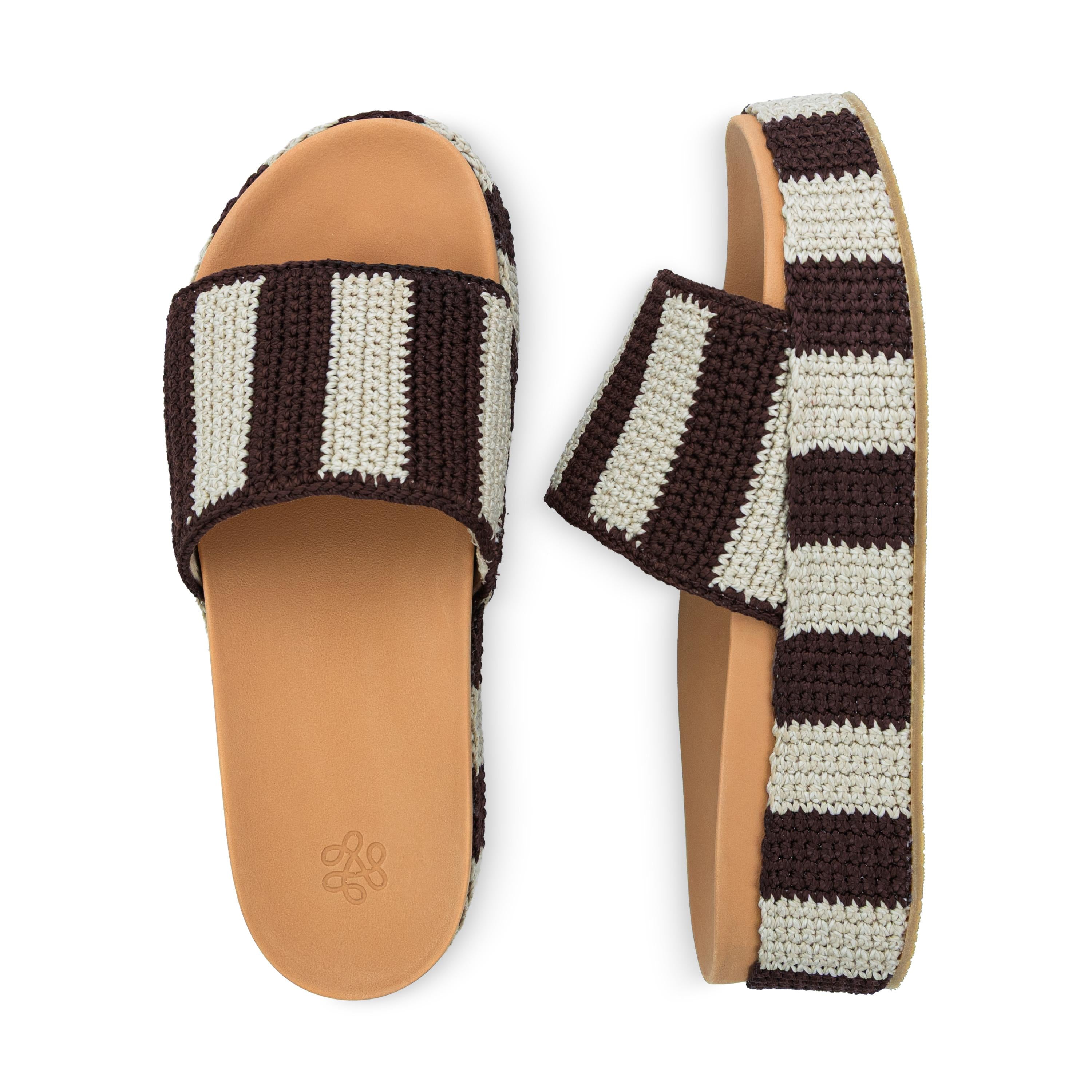 The Sak Olivia Platform Sandal - Hand Crochet - Brown Stripe