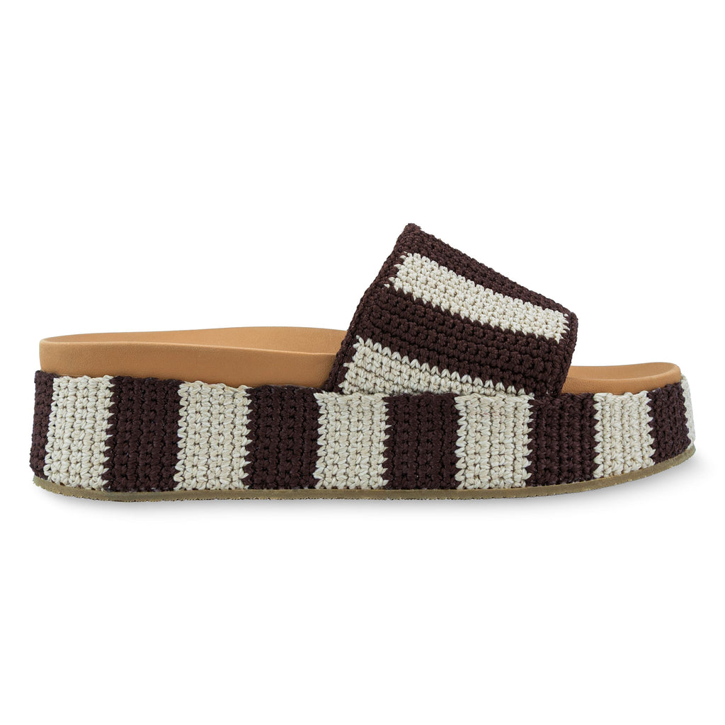 The Sak Olivia Platform Sandal - Hand Crochet - Brown Stripe