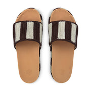 Olivia Platform Sandal - Hand Crochet - Brown Stripe