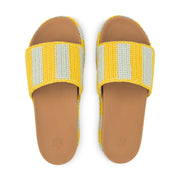 Olivia Platform Sandal - Hand Crochet - Lemon Drop Stripe