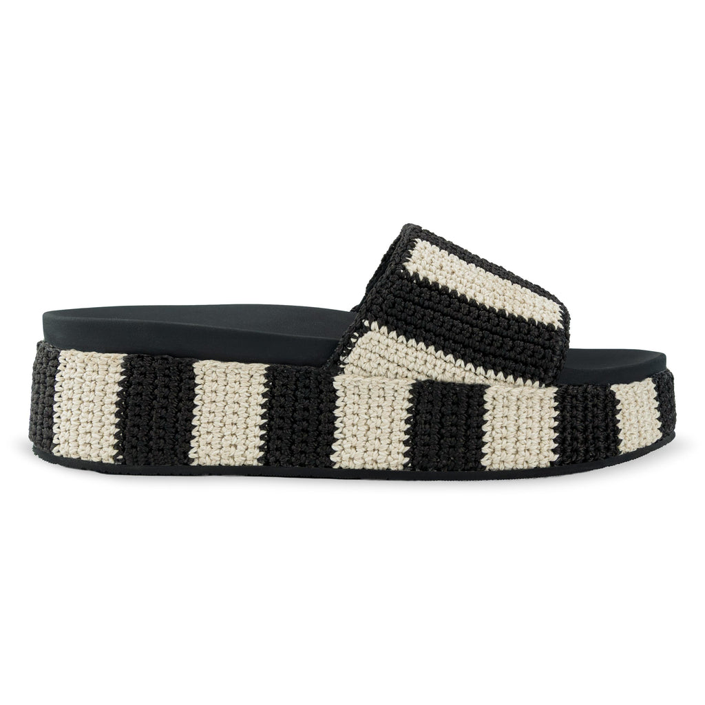 The Sak Olivia Platform Sandal - Hand Crochet - Black Stripe