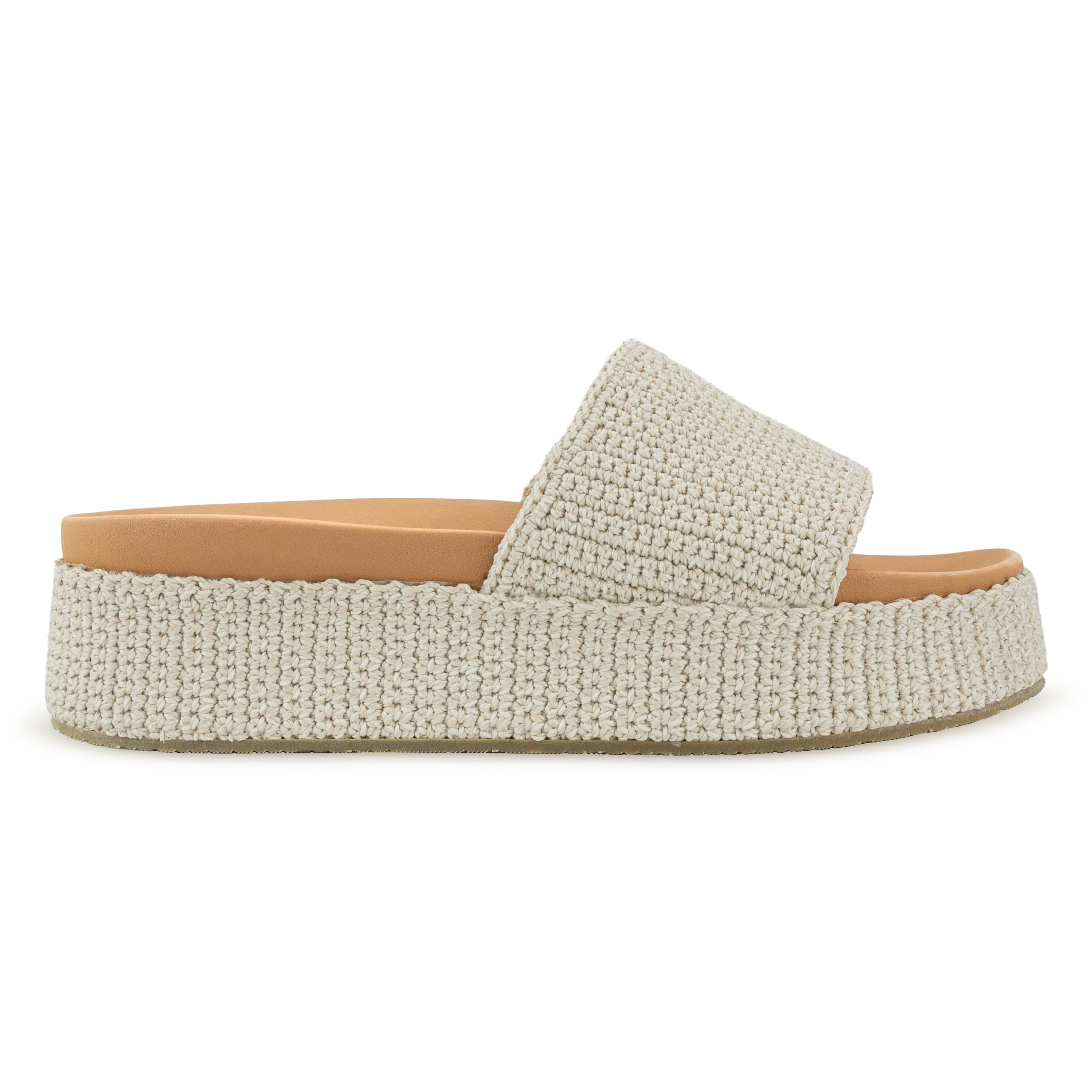 The Sak Olivia Platform Sandal - Hand Crochet - Ecru