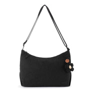 Banyan Hobo - EcoTwill - Black Flower Blossom Quilted