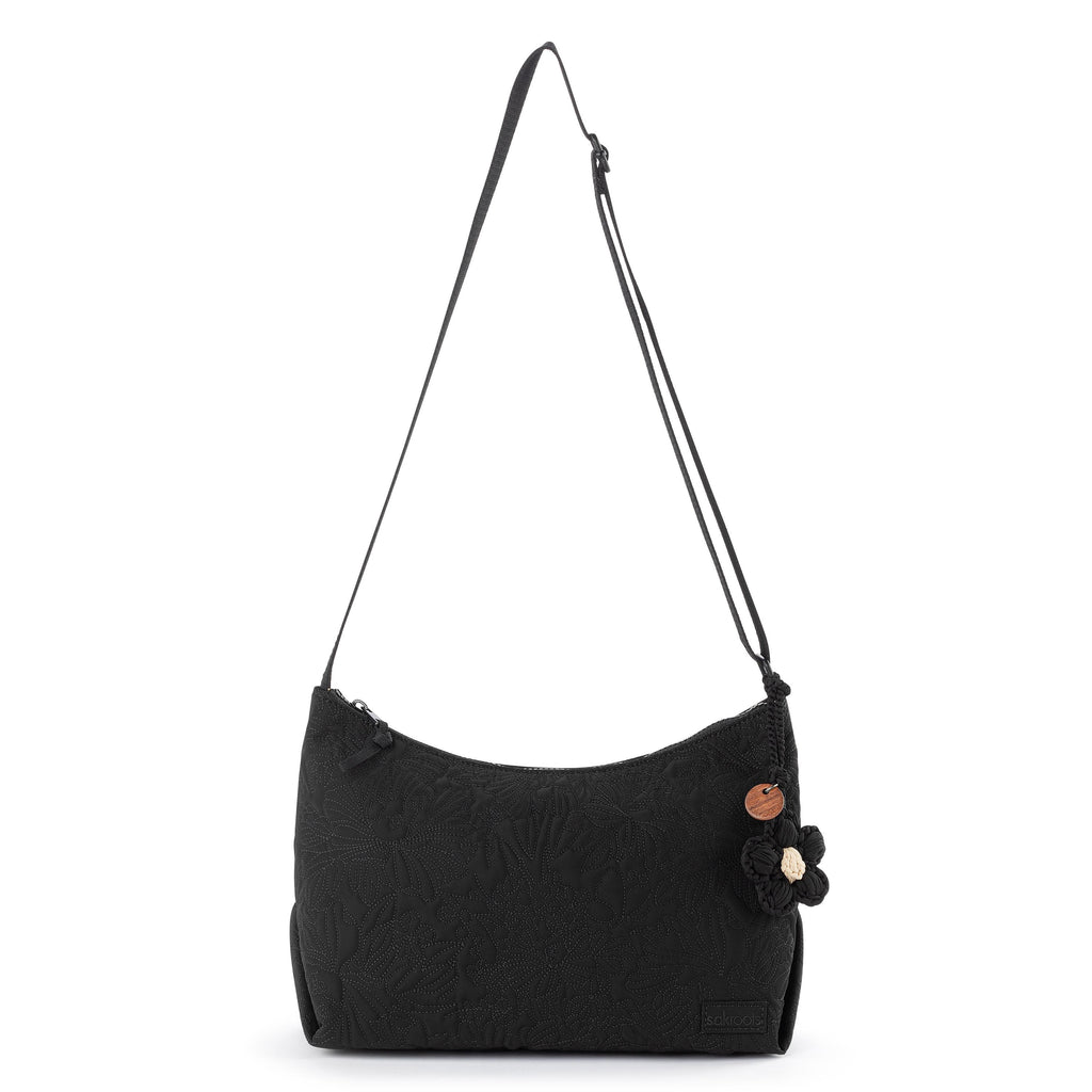 Sakroots Banyan Hobo - EcoTwill - Black Flower Blossom Quilted