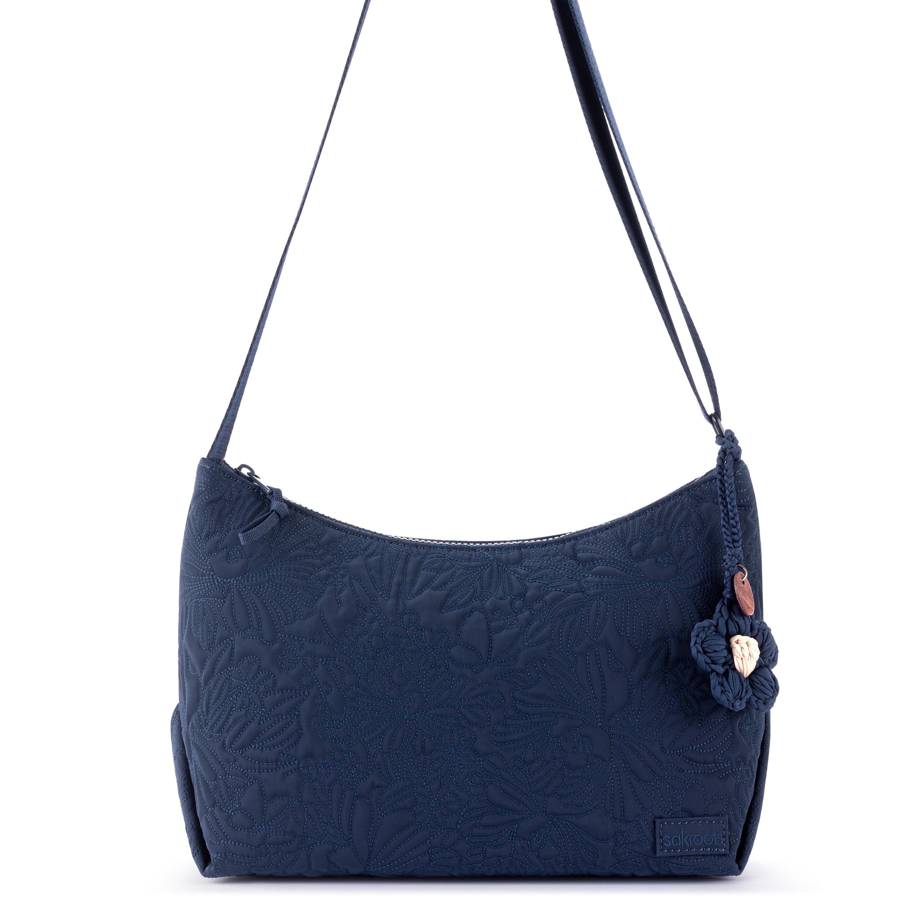 Sakroots Banyan Hobo - EcoTwill - Navy Flower Blossom Quilted