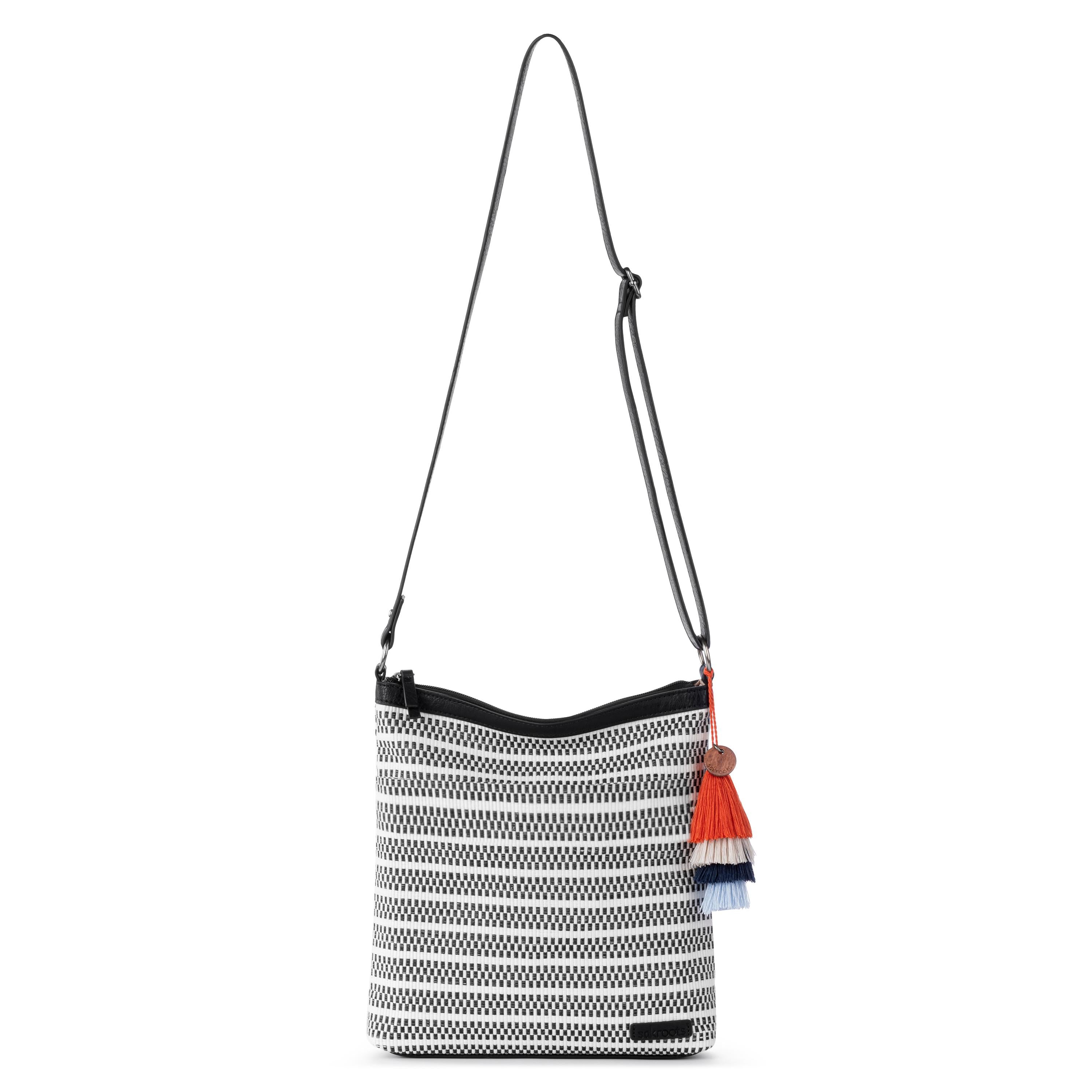 Sakroots Banyan Basic Crossbody - Straw - Black and White Woven