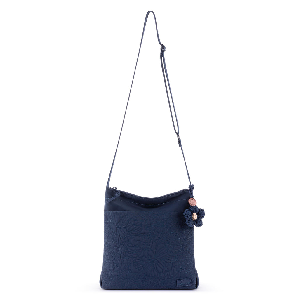 Sakroots Banyan Basic Crossbody - EcoTwill - Navy Flower Blossom Quilted