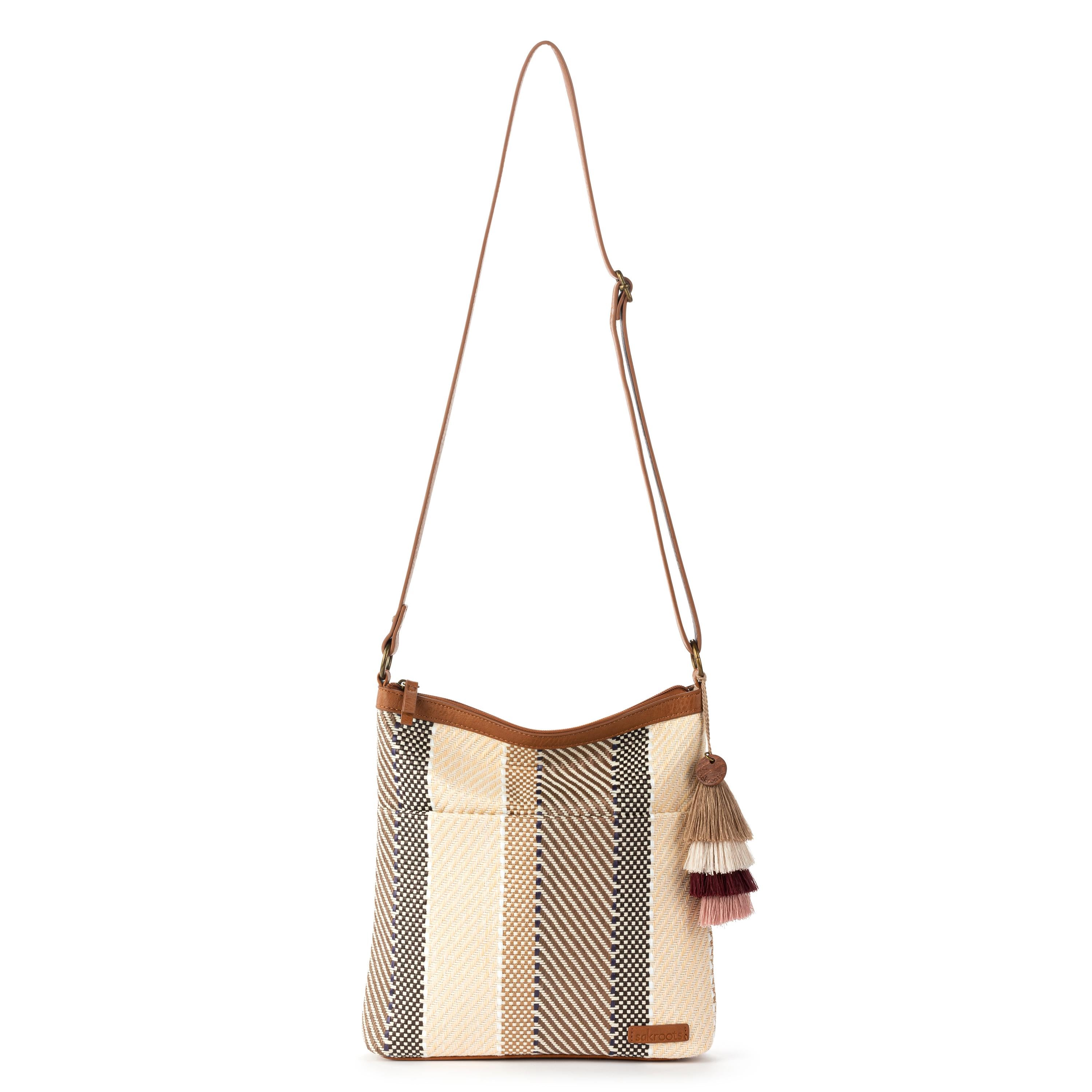 Sakroots Banyan Basic Crossbody - Straw - Tobacco Batik Woven