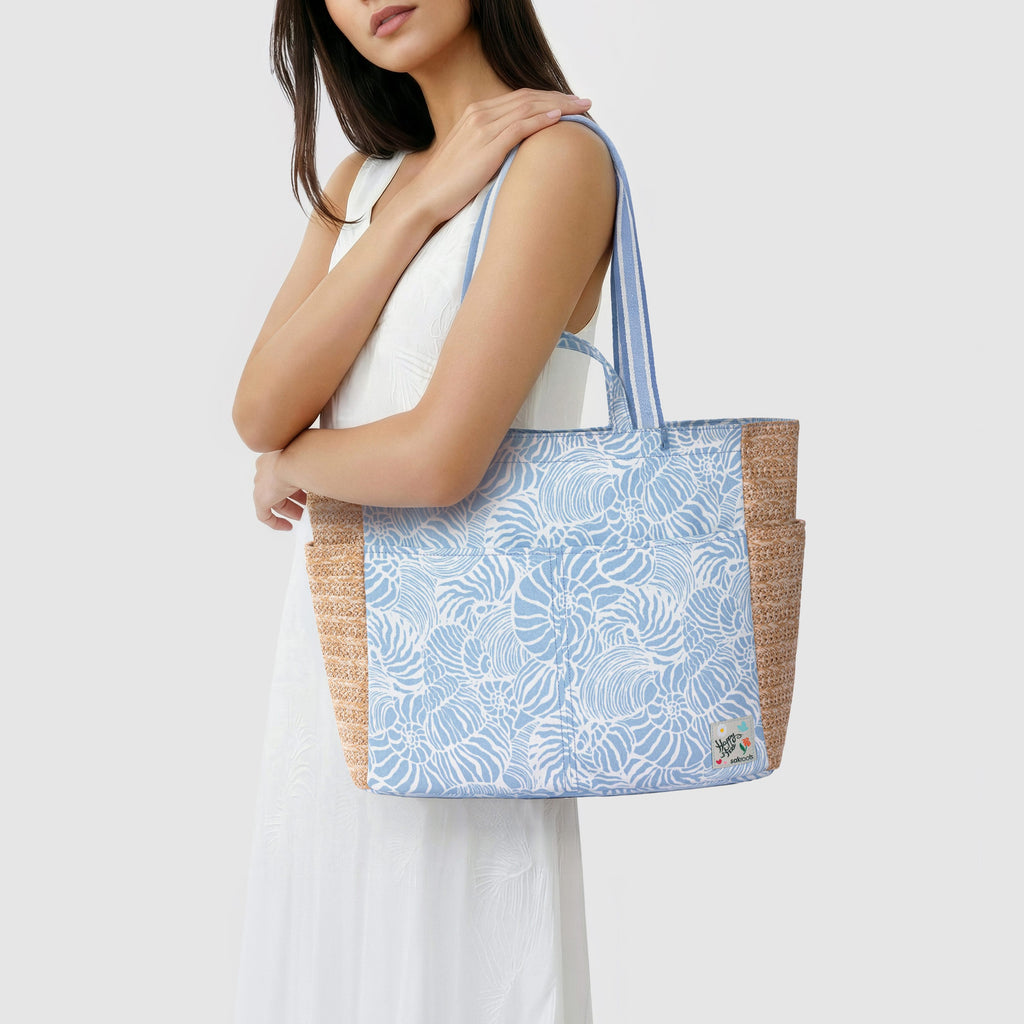 Sakroots Cassia Beach Tote - Canvas - Blue Aura Seashore