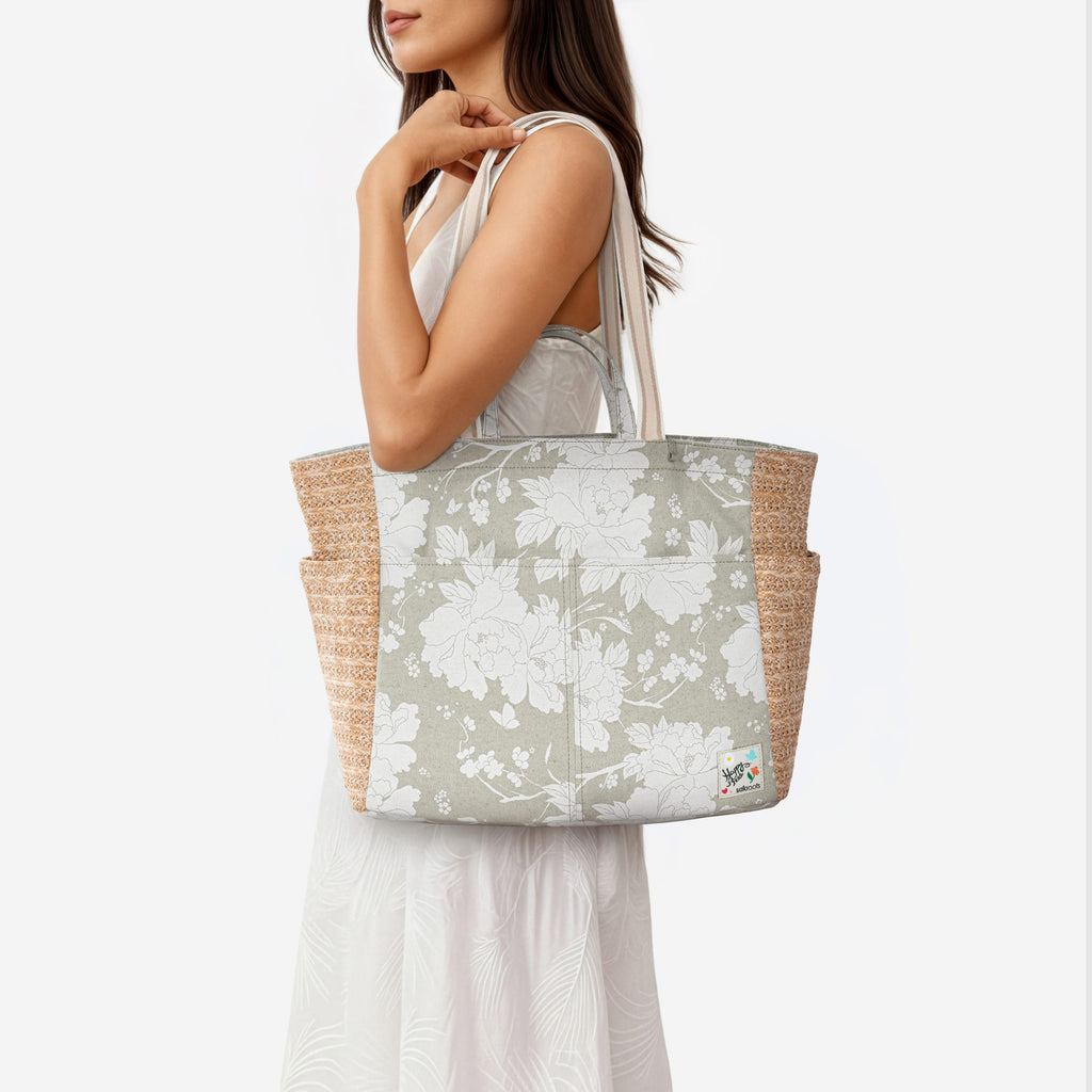 Sakroots Cassia Beach Tote - Canvas - Natural Wild Fleur