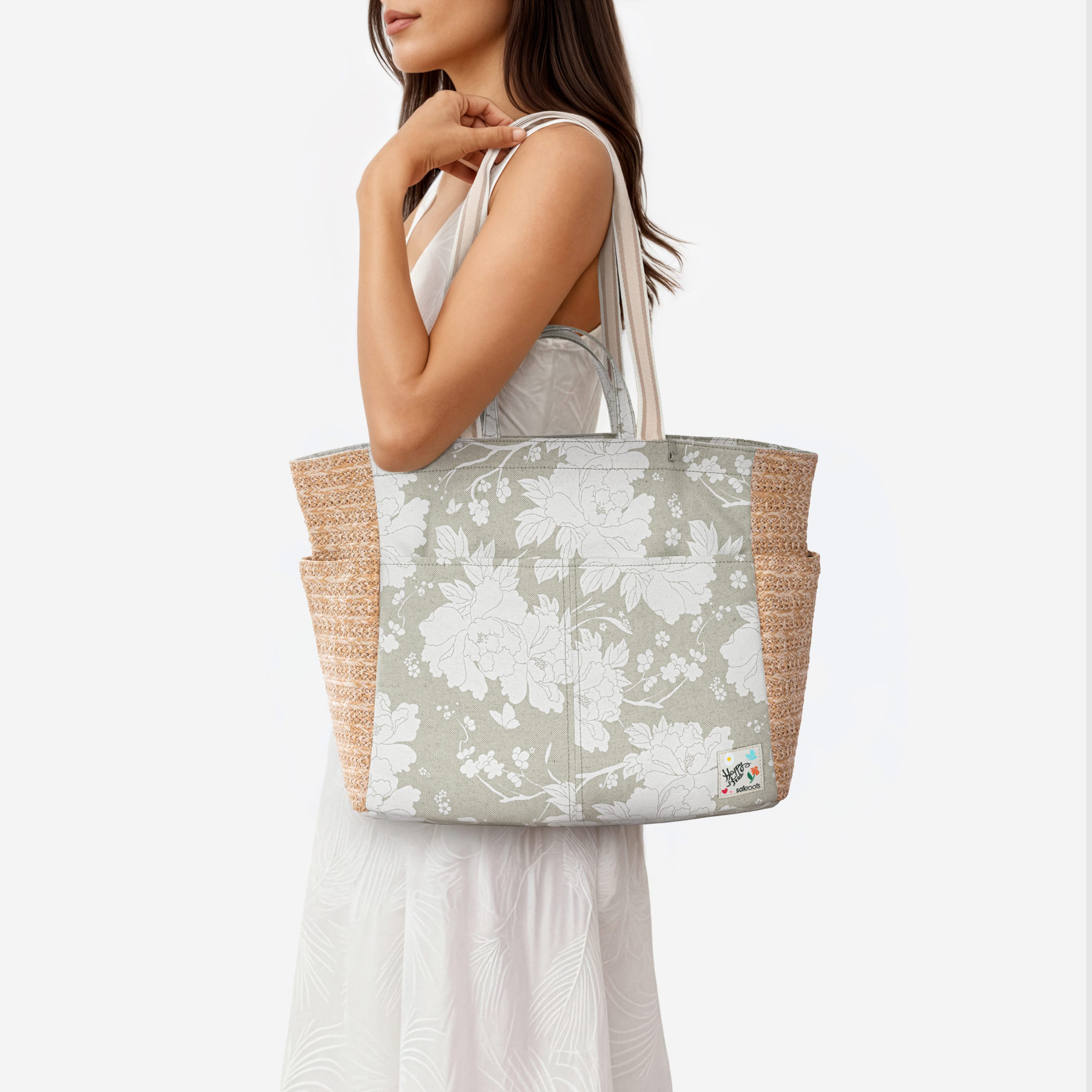 Sakroots Cassia Beach Tote - Canvas - Natural Wild Fleur