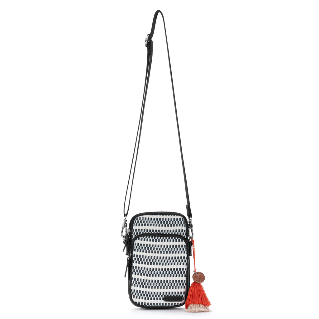 Sakroots Koa Smartphone Crossbody - Straw - Black and White Woven