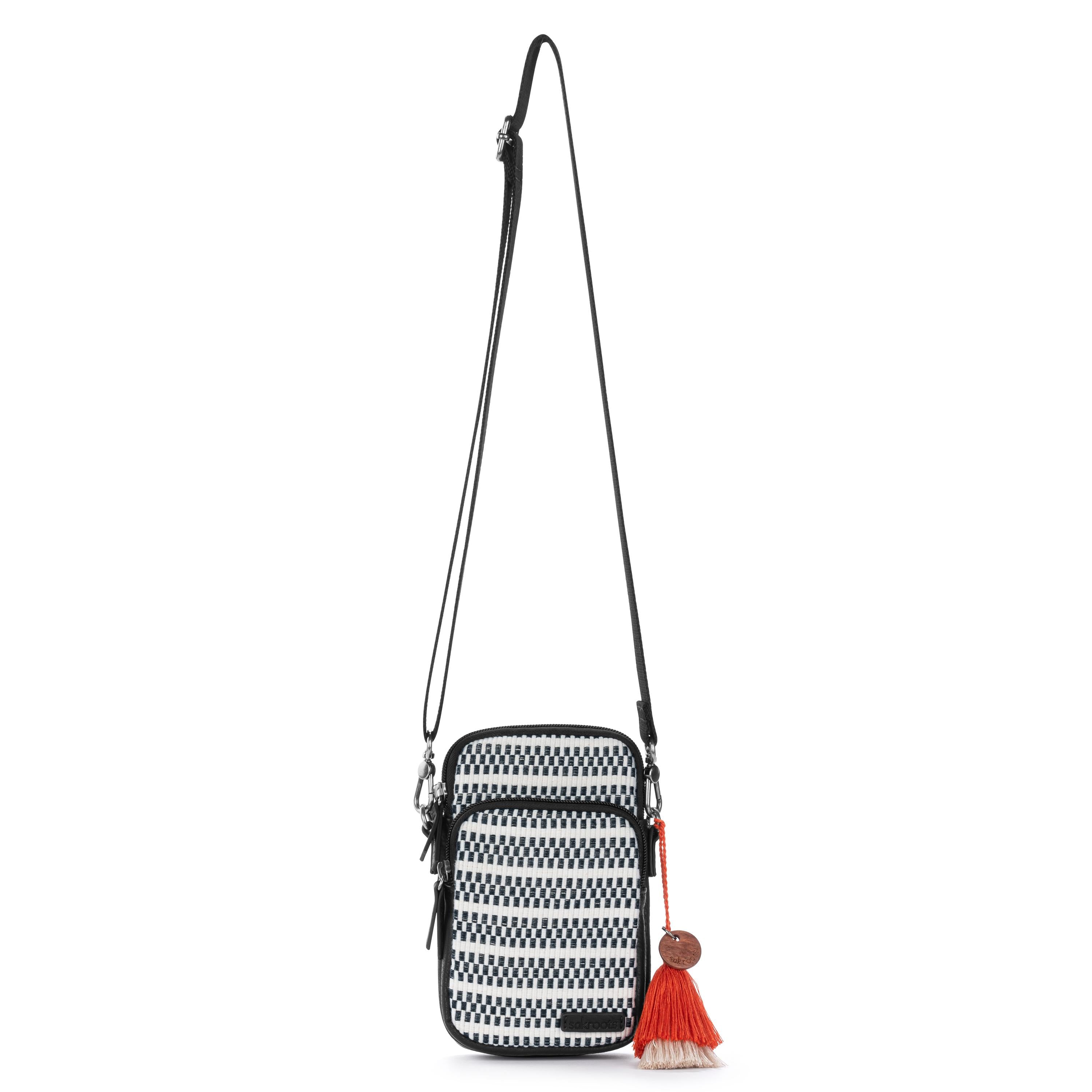 Sakroots Koa Smartphone Crossbody - Straw - Black and White Woven