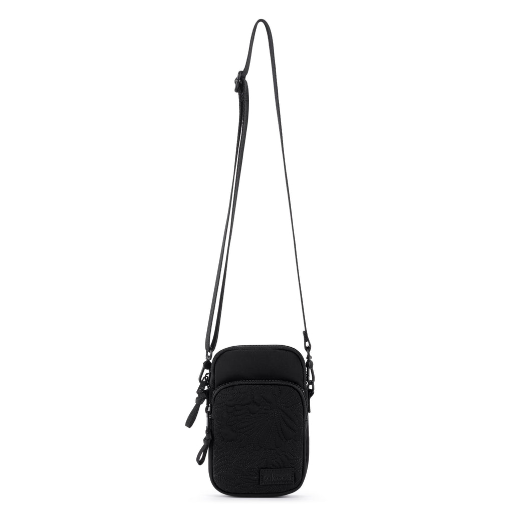 Sakroots Koa Smartphone Crossbody - EcoTwill - Black Flower Blossom Quilted