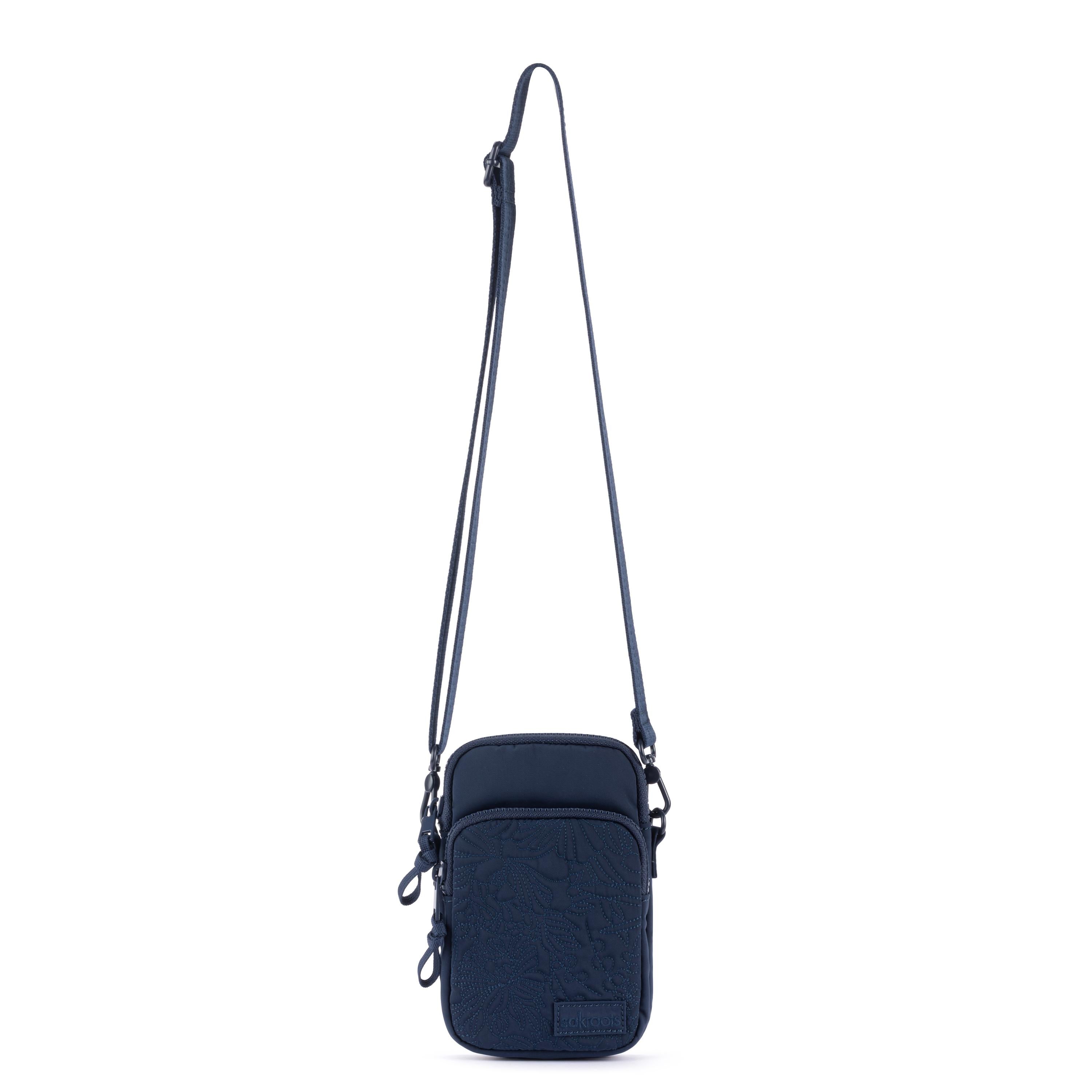 Sakroots Koa Smartphone Crossbody - EcoTwill - Navy Flower Blossom Quilted