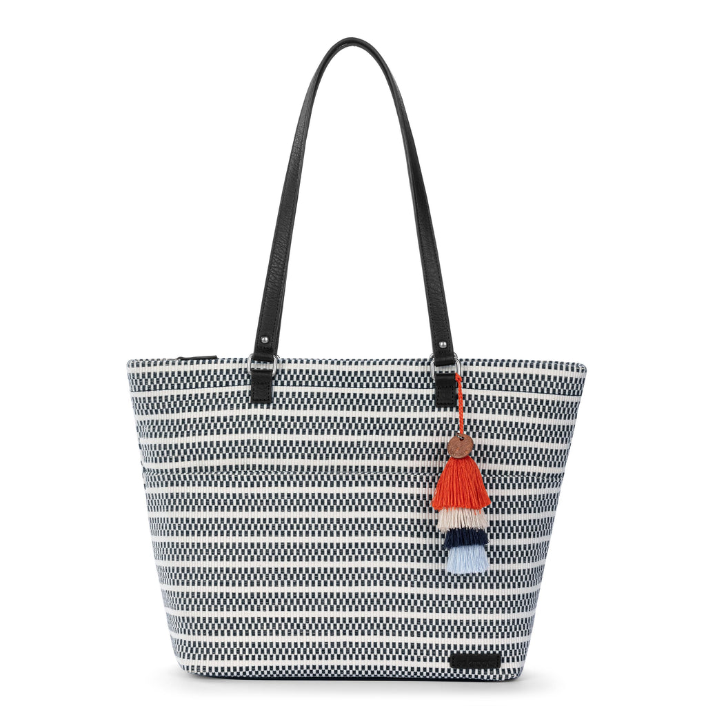 Sakroots Banyan Shoulder Tote - Straw - Black and White Woven