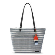 Banyan Shoulder Tote - Straw - Black and White Woven