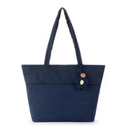 Banyan Shoulder Tote - EcoTwill - Navy Flower Blossom Quilted