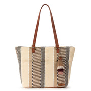 Banyan Shoulder Tote - Straw - Tobacco Batik Woven