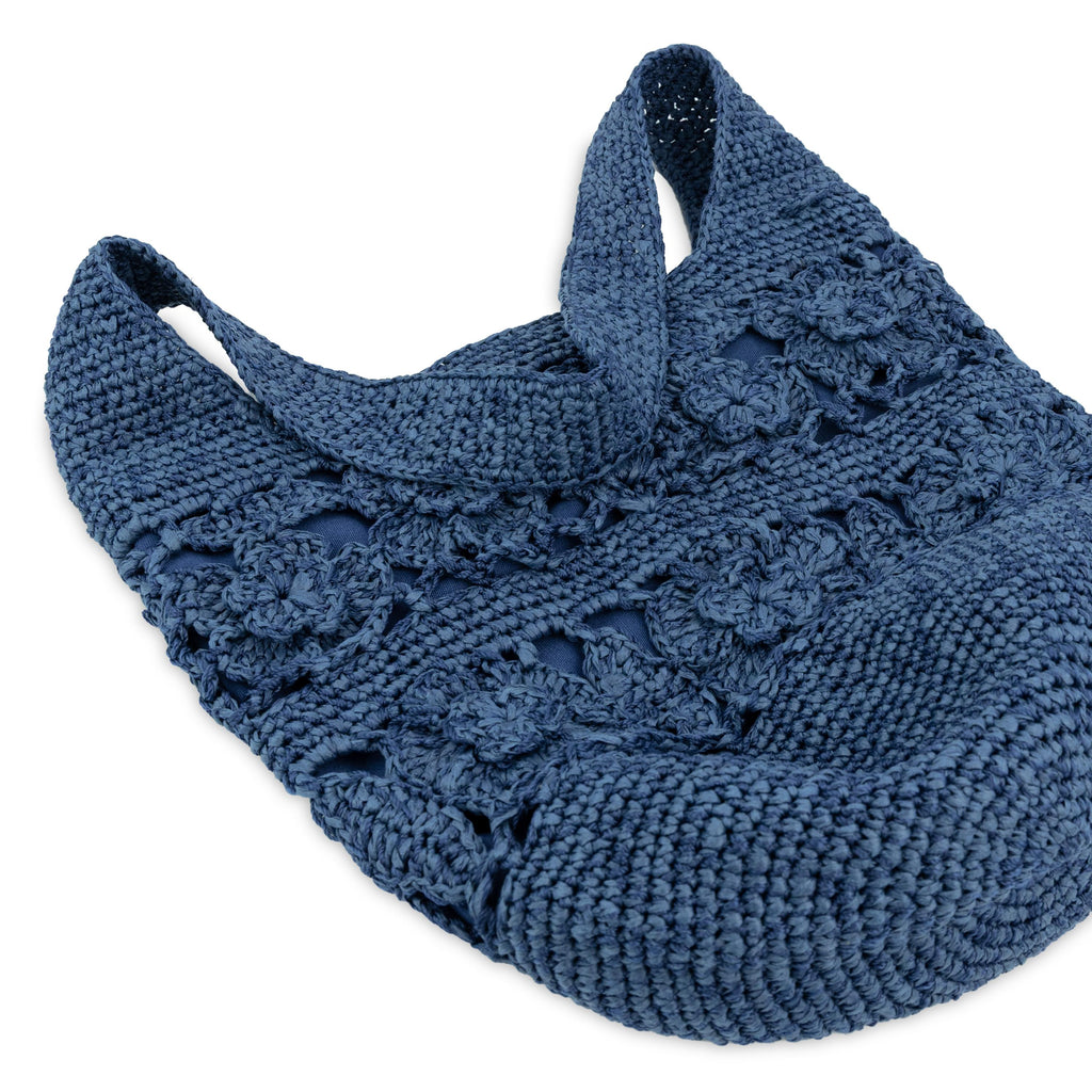 The Sak 120 Hobo - Hand Crochet - Denim Tonal Flower