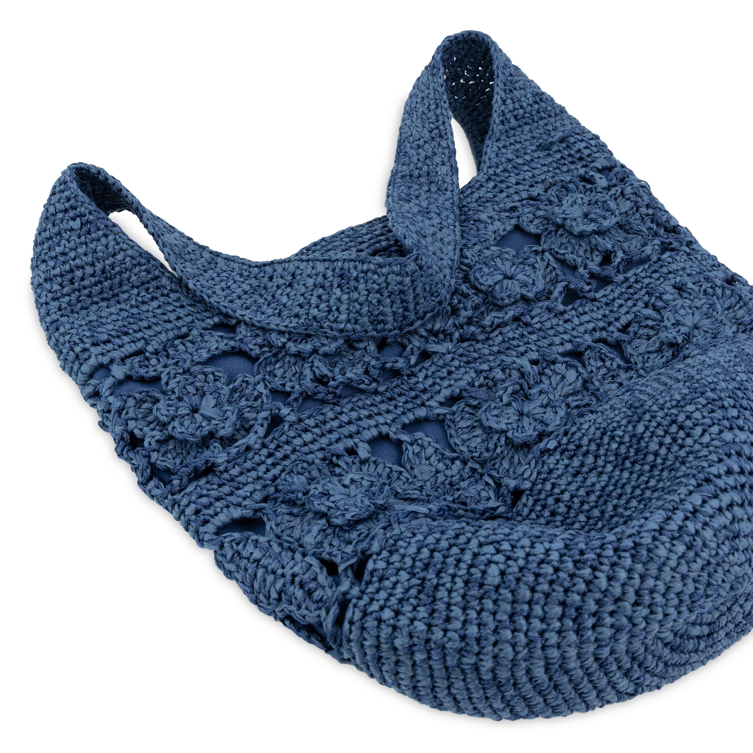 The Sak 120 Hobo - Hand Crochet - Denim Tonal Flower