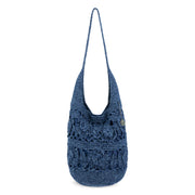 120 Hobo - Hand Crochet - Denim Tonal Flower