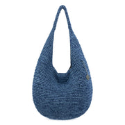 120 Shortie Hobo - Hand Crochet - Denim Tonal Straw
