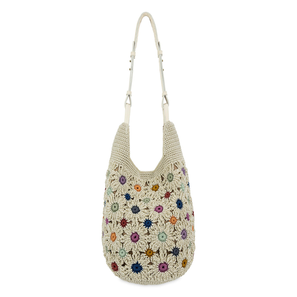 The Sak Los Feliz 120 Hobo - Hand Crochet - Natural Multi Flowers