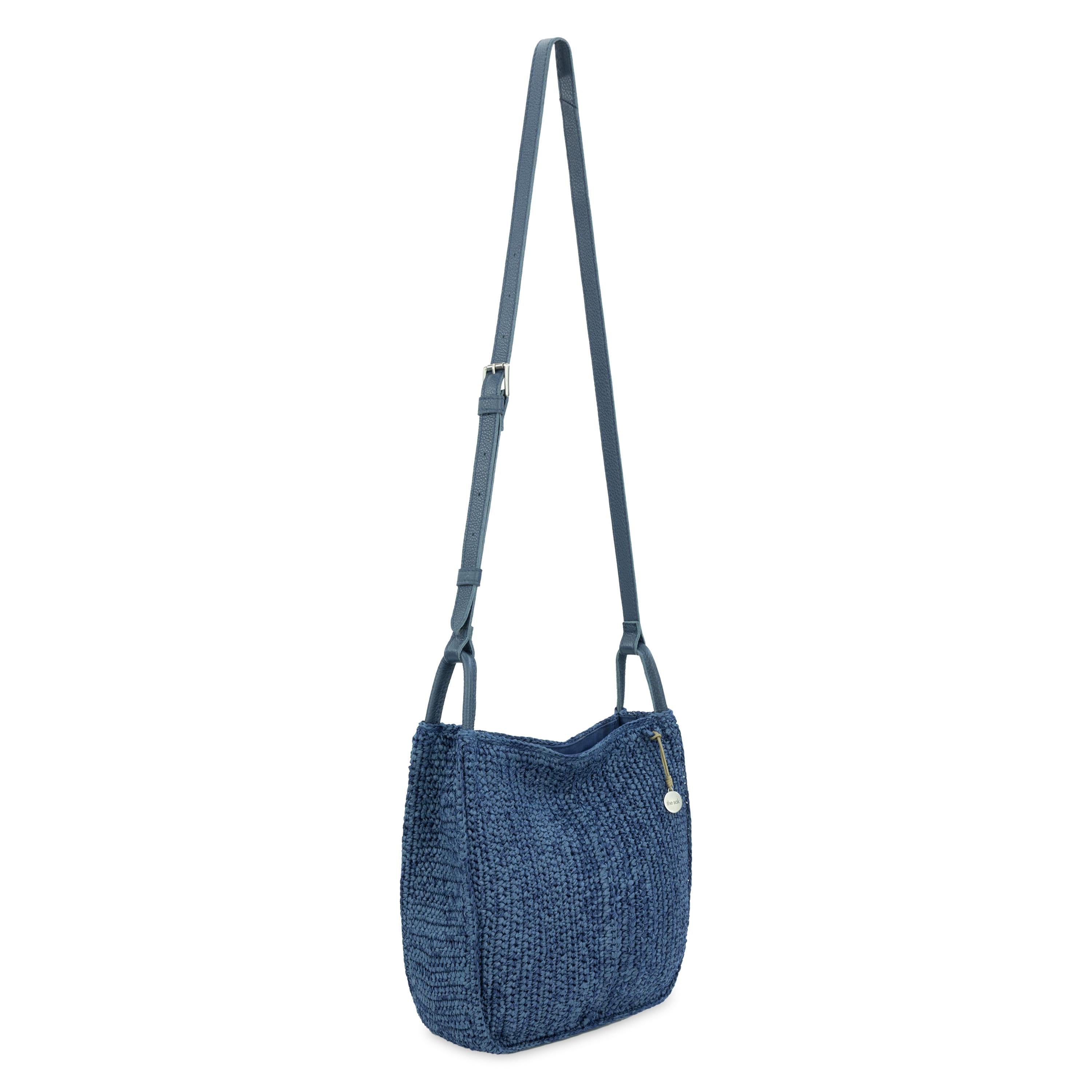 The Sak Los Feliz Slouchy Crossbody -|Polypropylene Yarn, Paper Straw - Denim Tonal Straw|