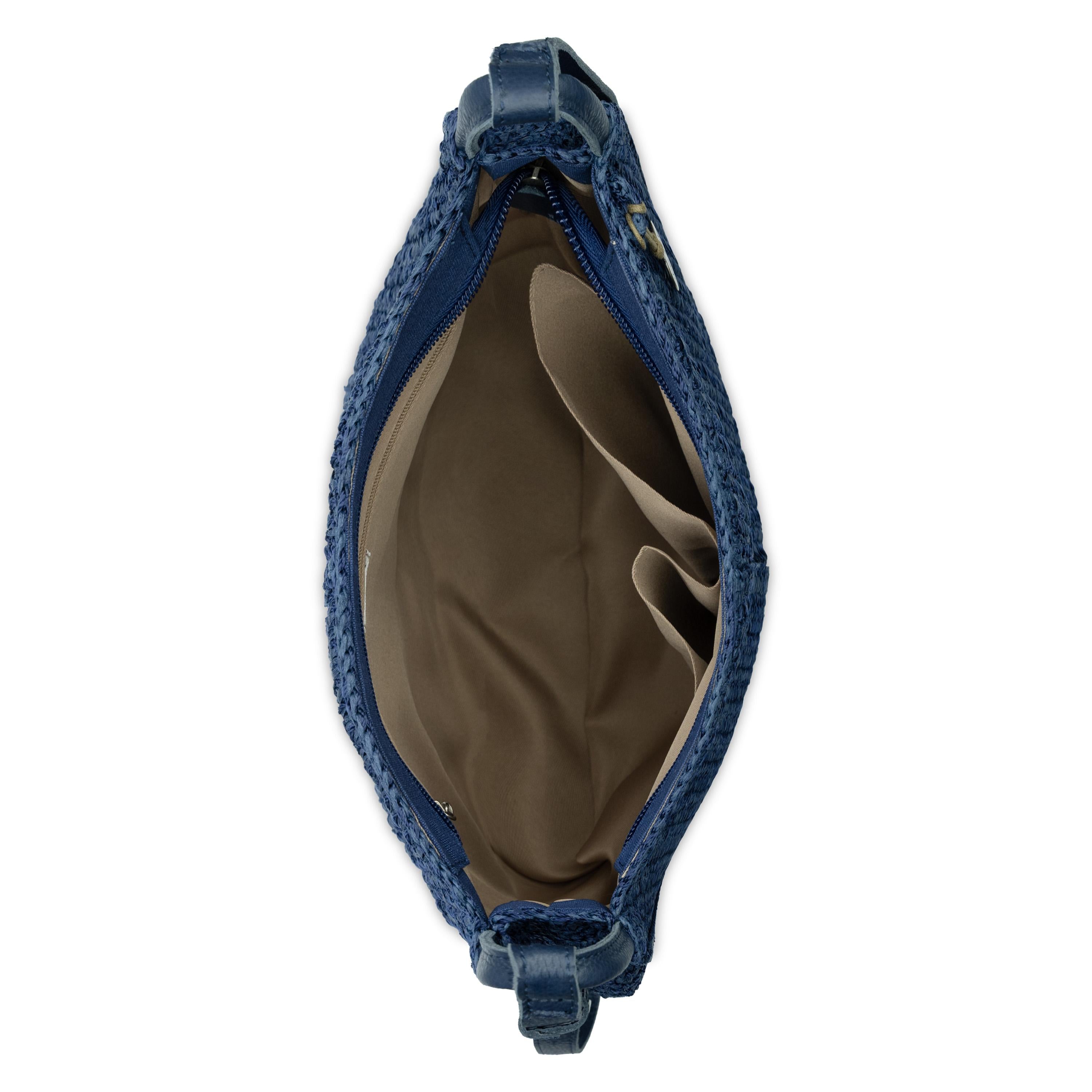 The Sak Los Feliz Slouchy Crossbody -|Polypropylene Yarn, Paper Straw - Denim Tonal Straw|