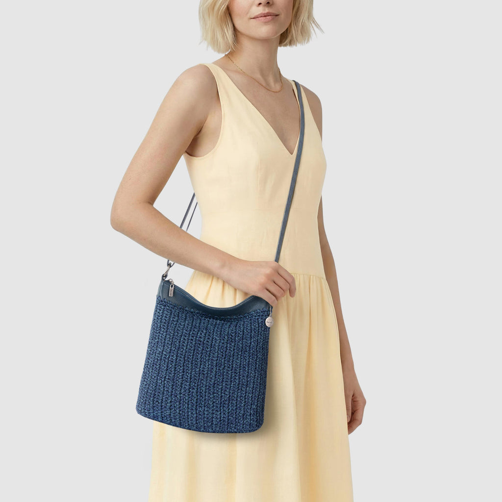 The Sak Lucia Crossbody - Hand Crochet - Denim Tonal Straw