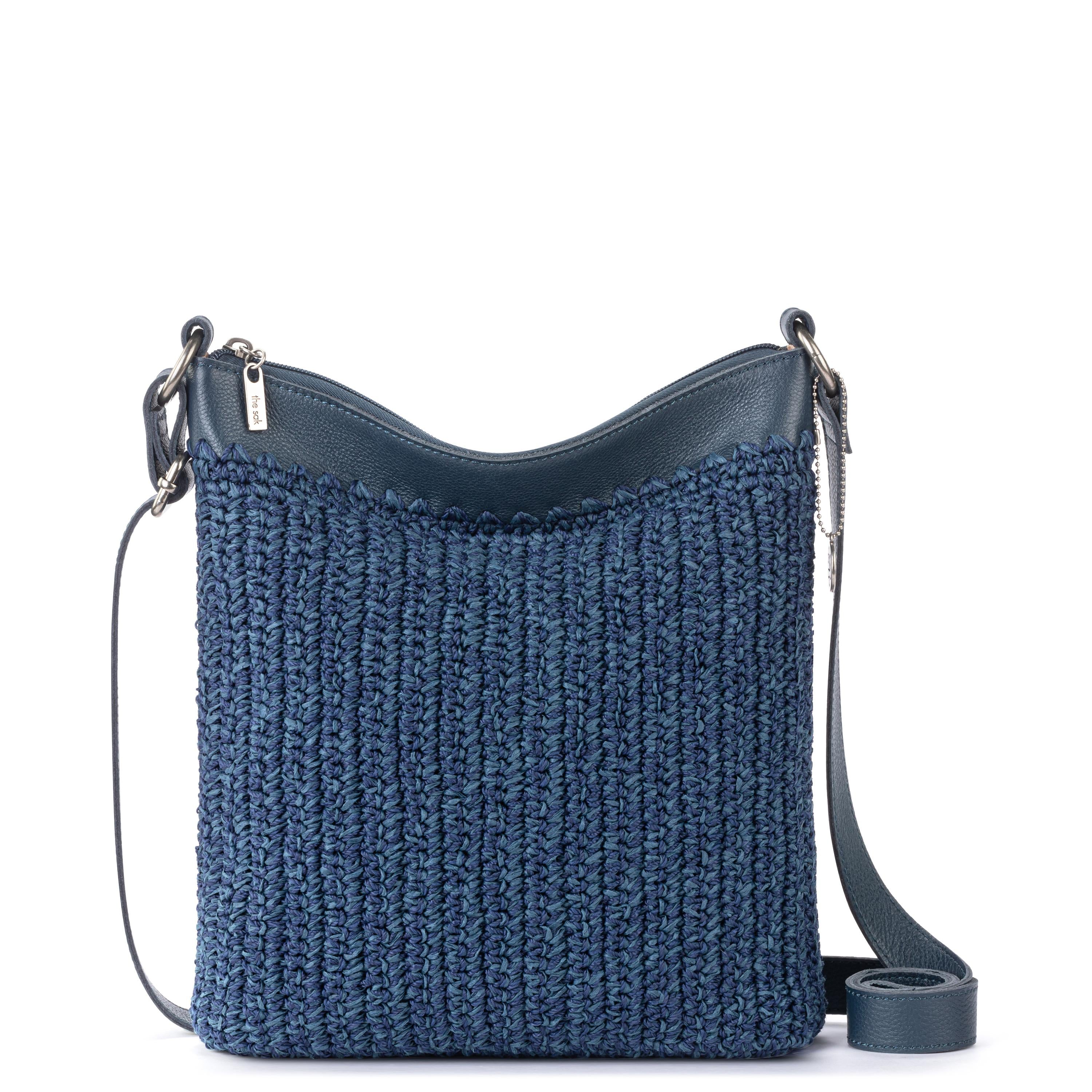 The Sak Lucia Crossbody - Hand Crochet - Denim Tonal Straw