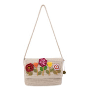 Marlow Flap Shoulder Bag - Hand Crochet - Flower Ecru