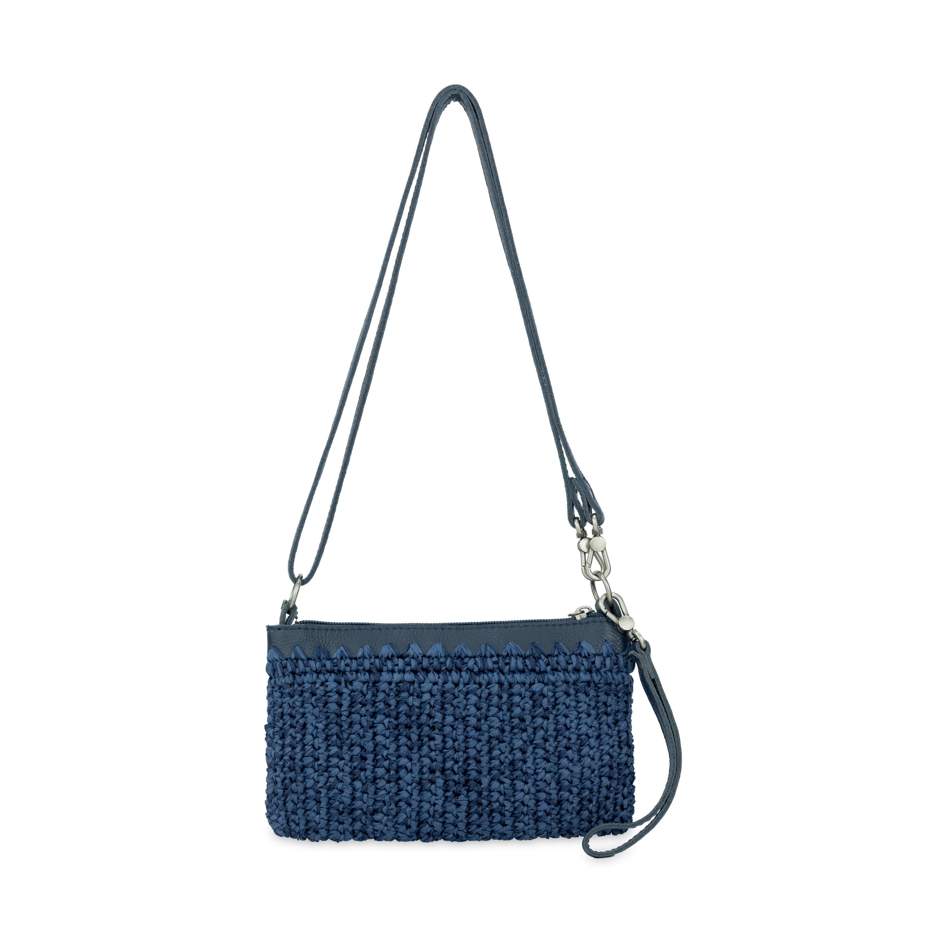 The Sak Vita Convertible Wristlet - Hand Crochet - Denim Tonal Straw