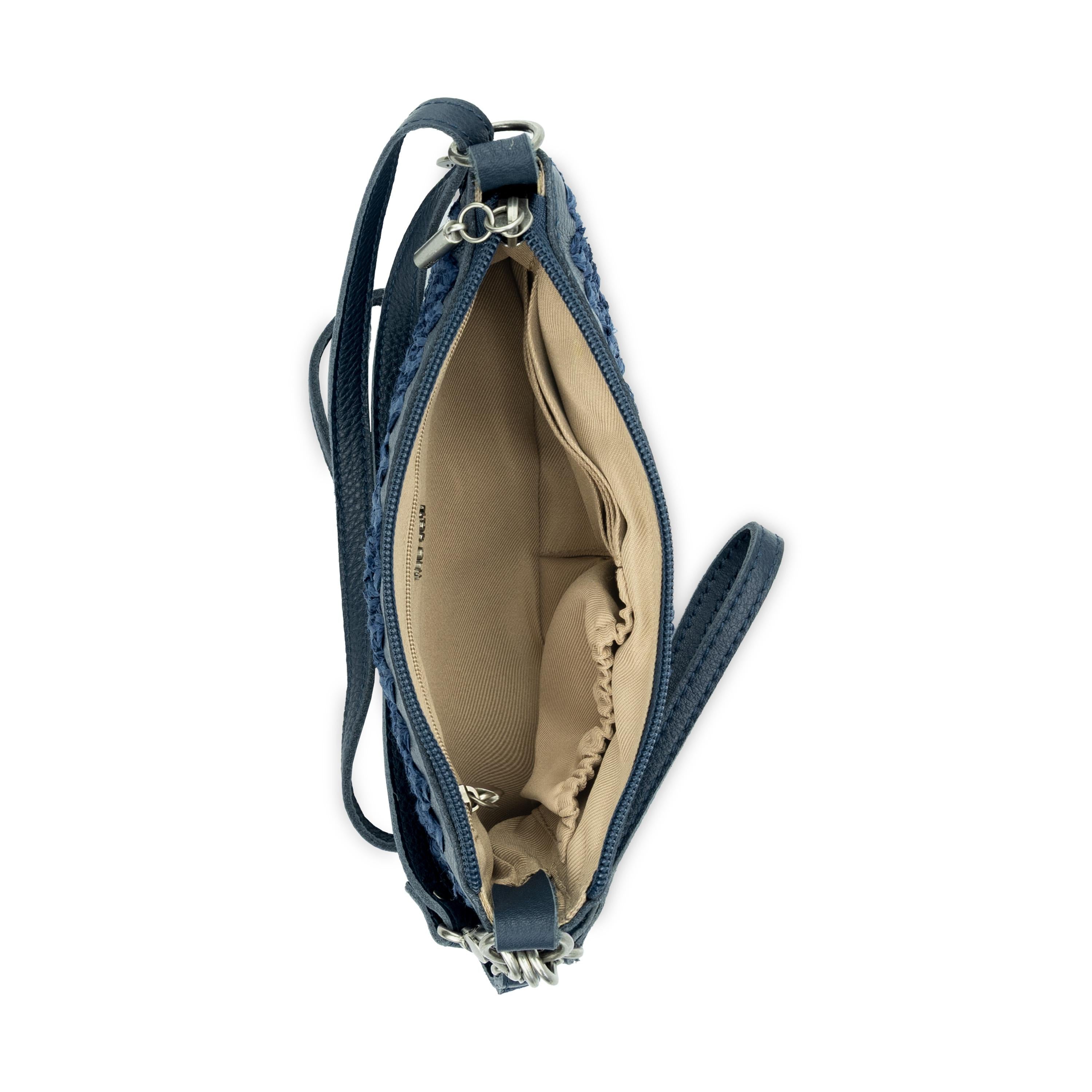The Sak Vita Convertible Wristlet - Hand Crochet - Denim Tonal Straw
