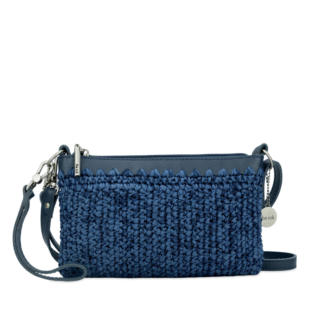 The Sak Vita Convertible Wristlet - Hand Crochet - Denim Tonal Straw