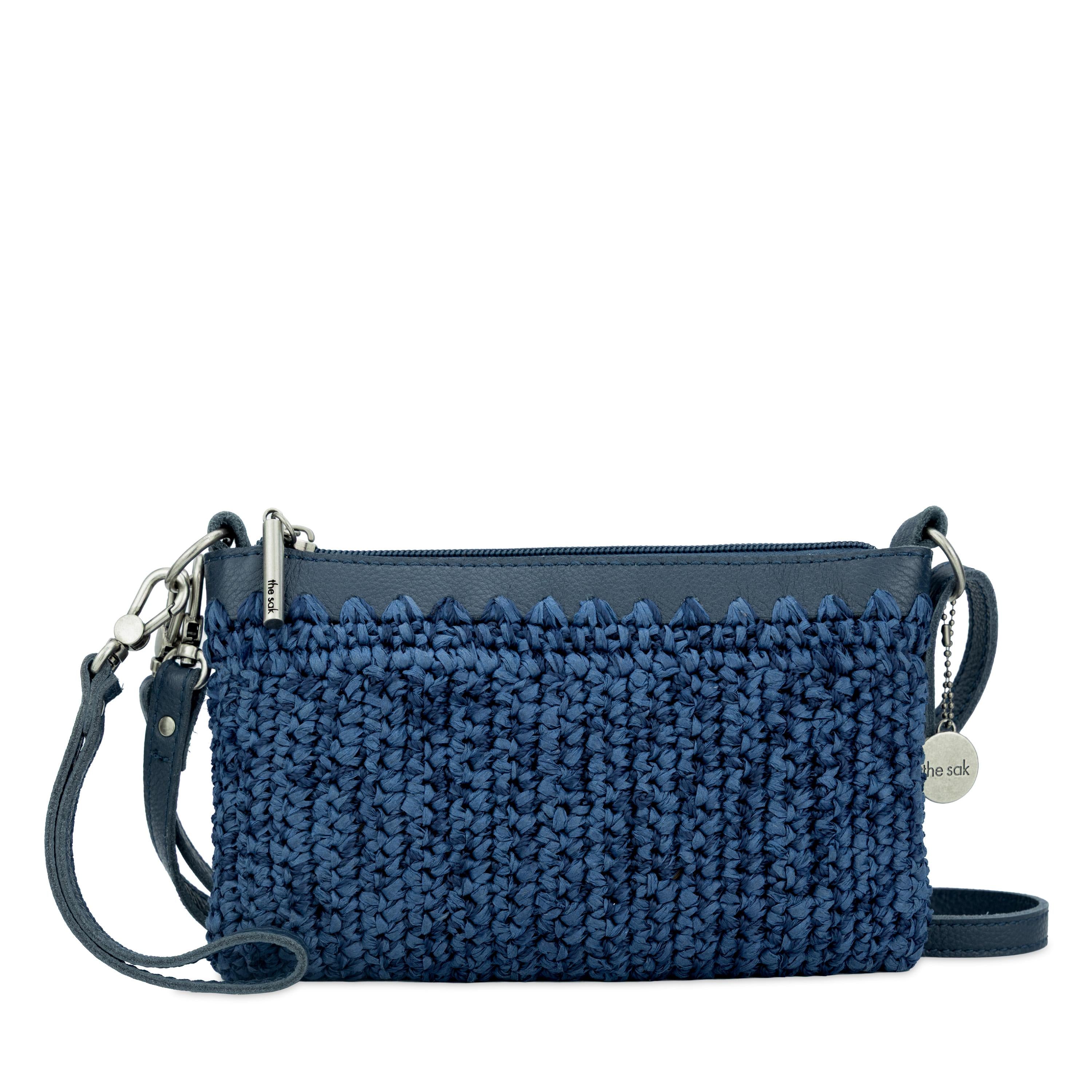 The Sak Vita Convertible Wristlet - Hand Crochet - Denim Tonal Straw