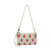 Vita Convertible Wristlet - Hand Crochet - Natural Strawberries