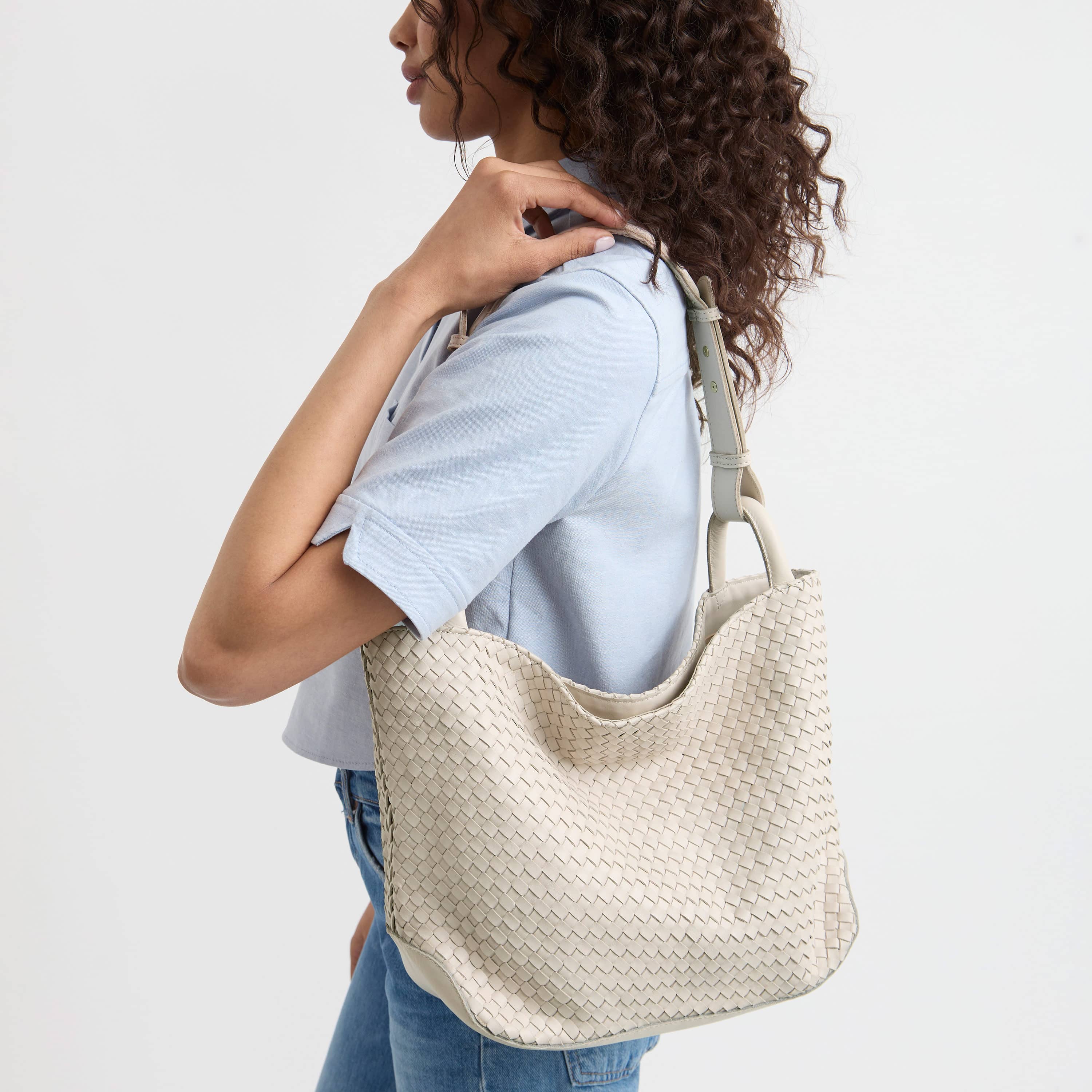 The Sak Los Feliz Medium Tote - Leather - Stone Woven