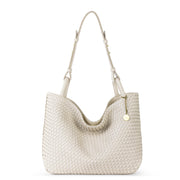 Los Feliz Medium Tote - Leather - Stone Woven