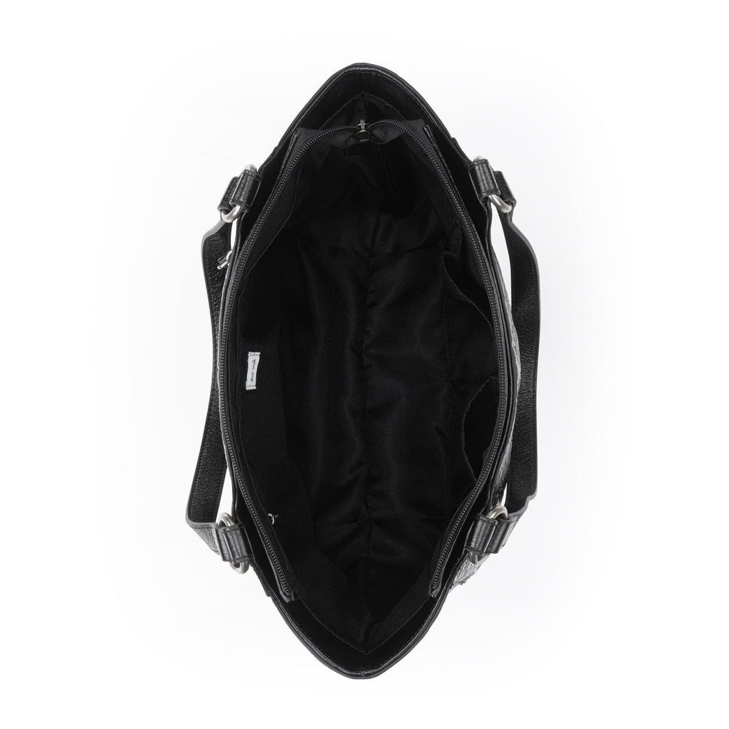 The Sak Bolinas Satchel - Leather - Black Floral Embossed