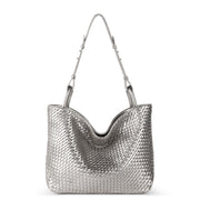 Los Feliz Medium Tote - Leather - Pyrite Woven