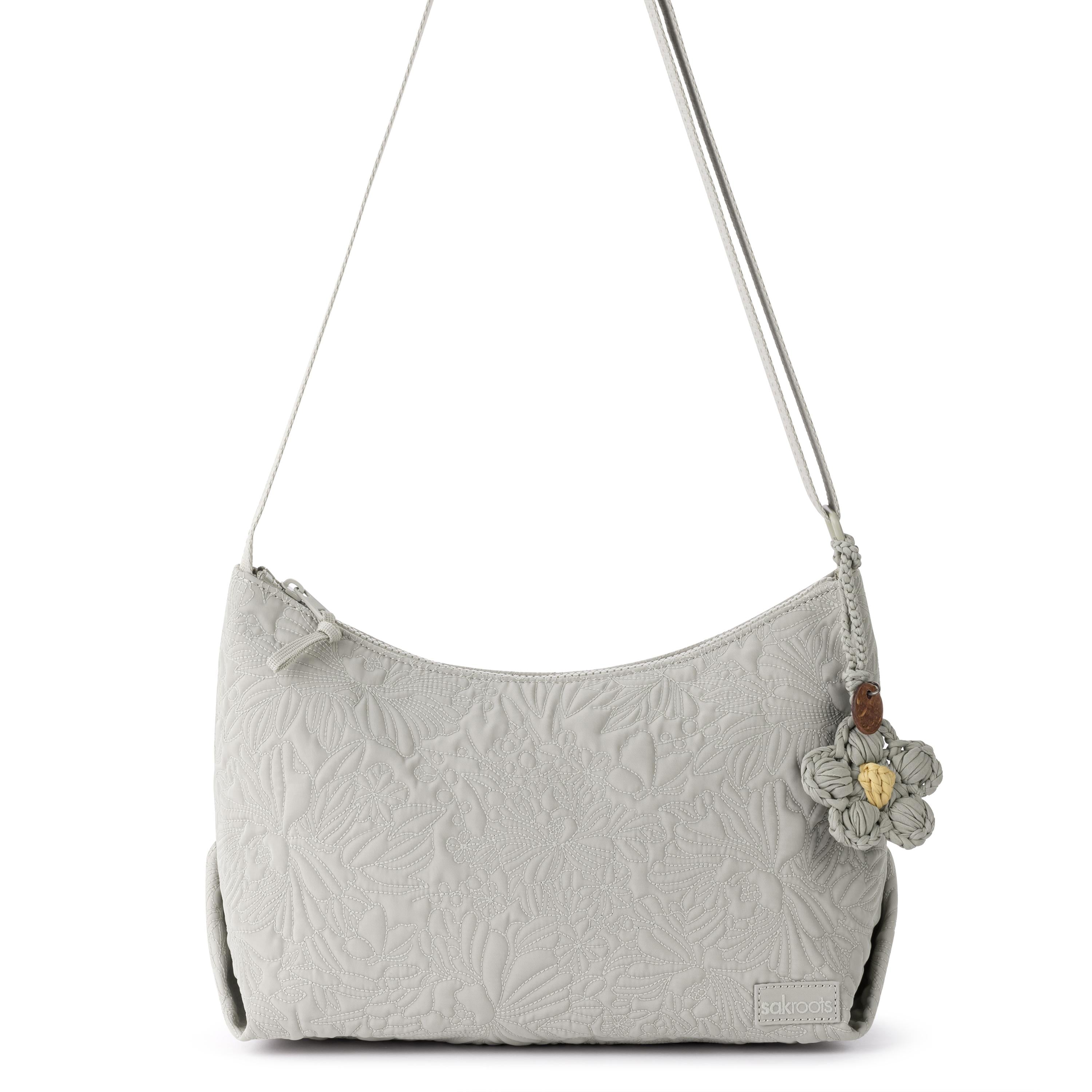 Sakroots Banyan Adjustable Hobo -|Eco Twill - Pebble Flower Blossom Q|