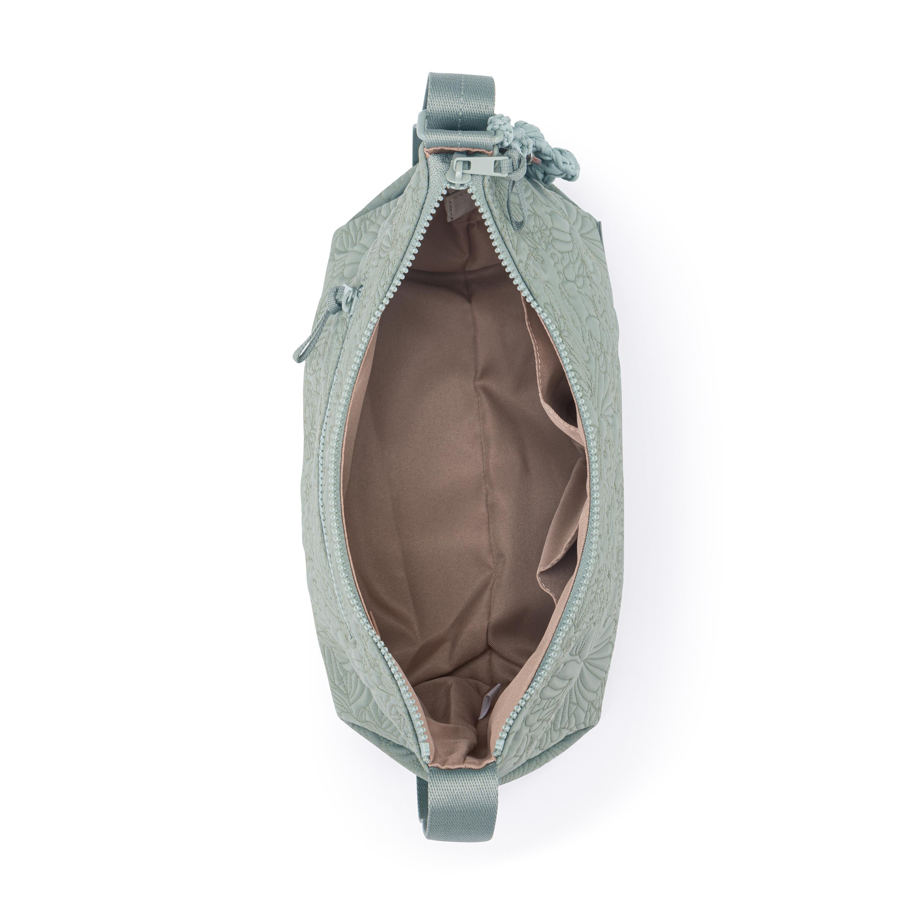 Sakroots Banyan Adjustable Hobo -|Eco Twill - Sage Flower Blossom Q|