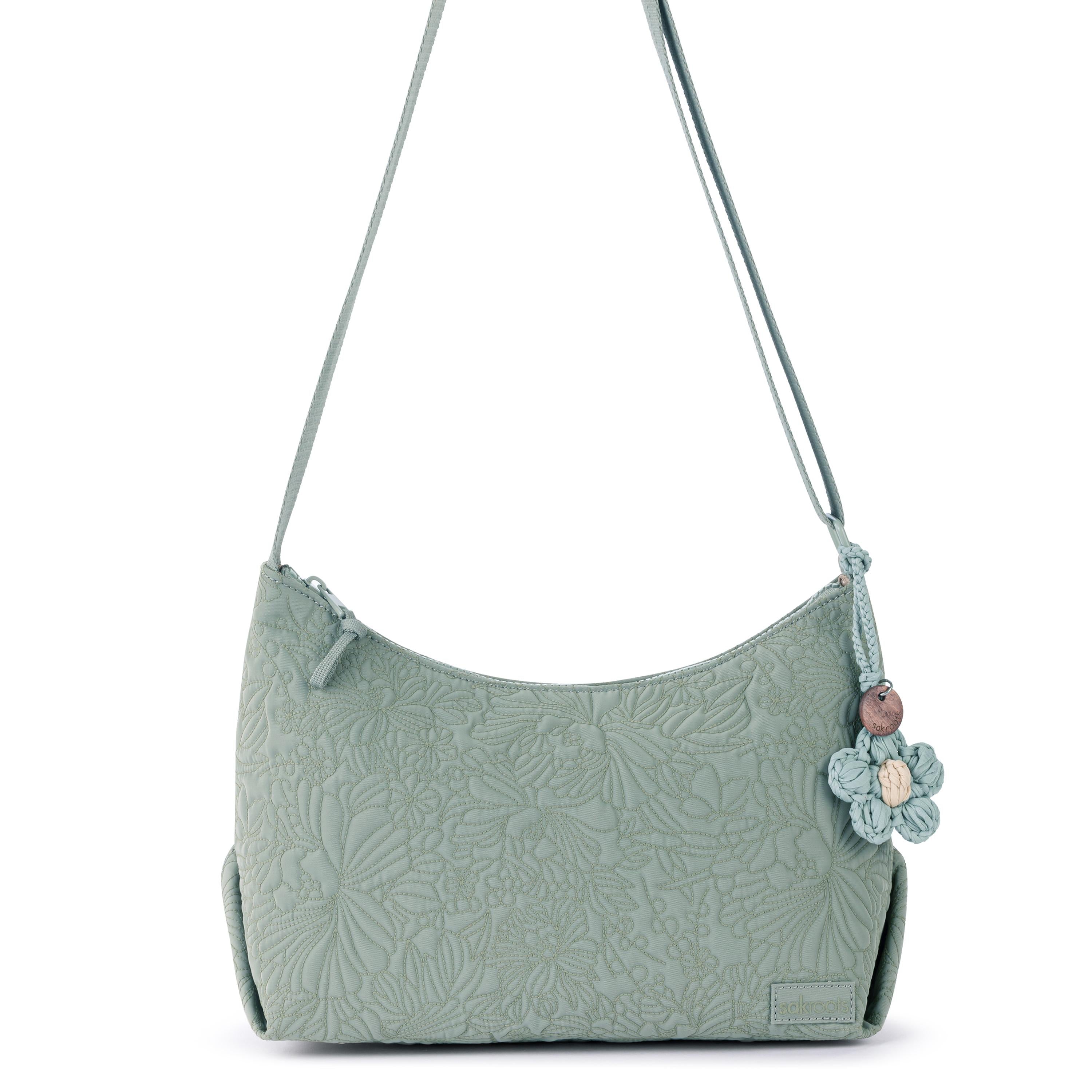 Sakroots Banyan Adjustable Hobo -|Eco Twill - Sage Flower Blossom Q|